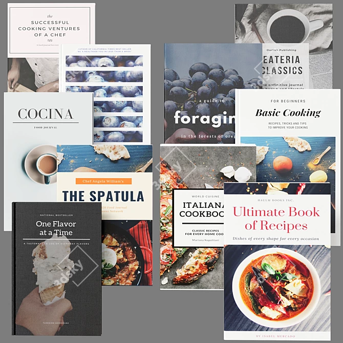 Kitchen Book Collection Bundle 3D model image 6