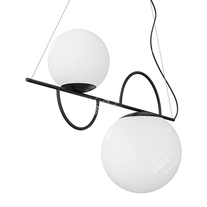 Adjustable Metal and Glass Pendant Light 3D model image 3