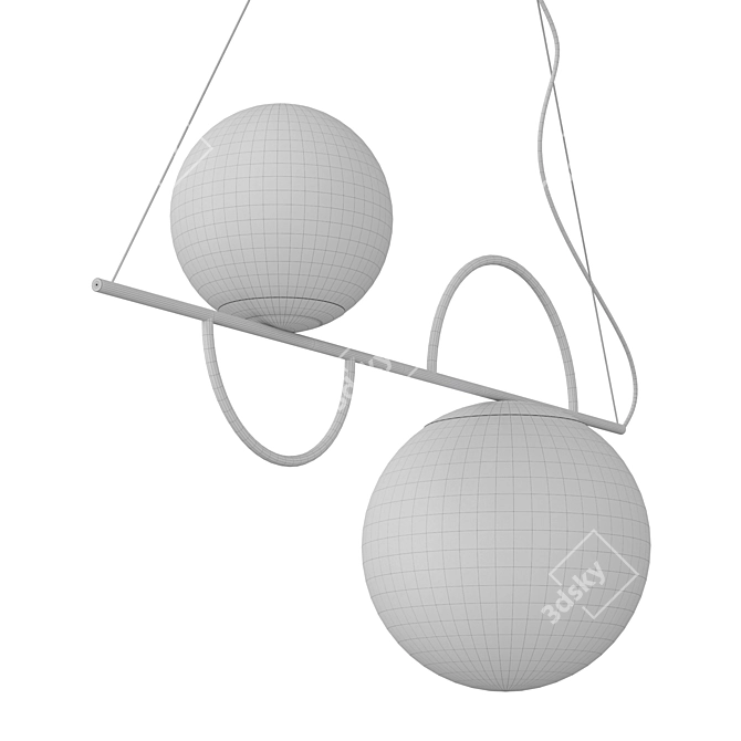 Adjustable Metal and Glass Pendant Light 3D model image 4
