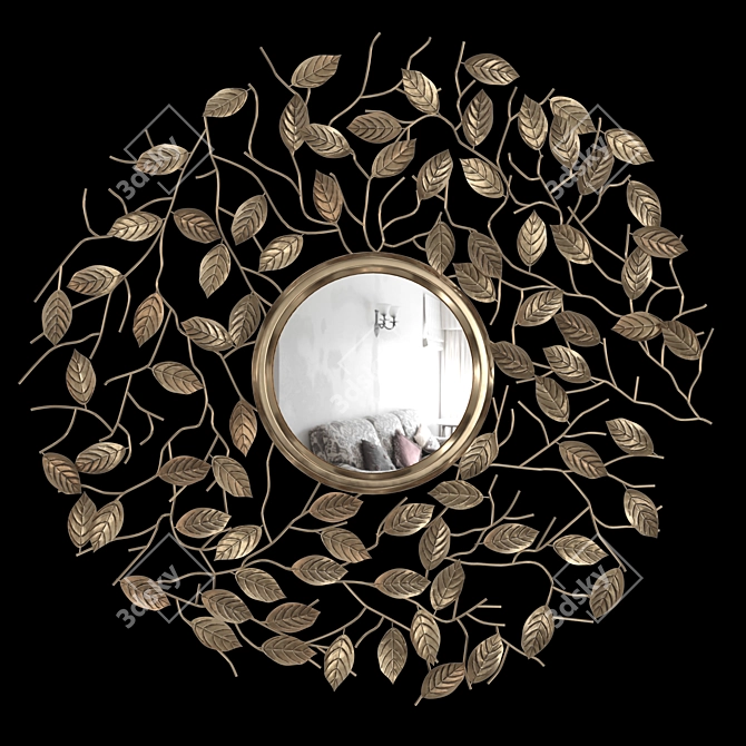Vintage Brass Twig Mirror 3D model image 2