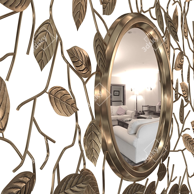Vintage Brass Twig Mirror 3D model image 4