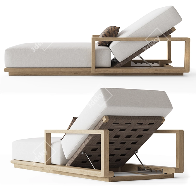 RH Belize Teak Chaise Lounger 3D model image 2