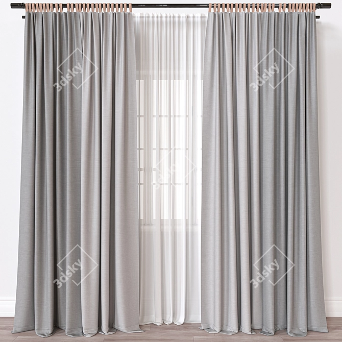 Multi-Format 3D Curtain Model 3D model image 1