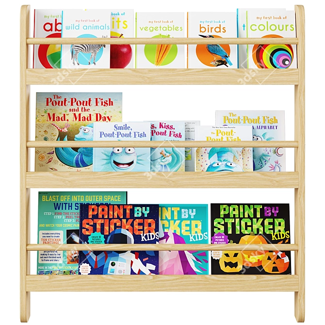 Kids Wall Bookshelf Organizer 3D model image 2