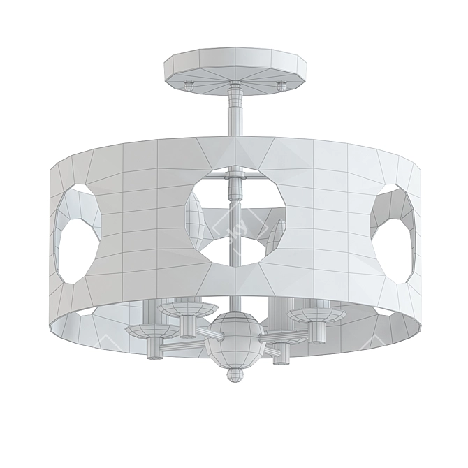 Matte Black Drum Ceiling Light 3D model image 2