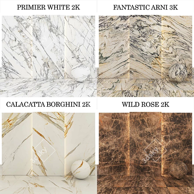 Luxury Marble Texture Collection 3D model image 2