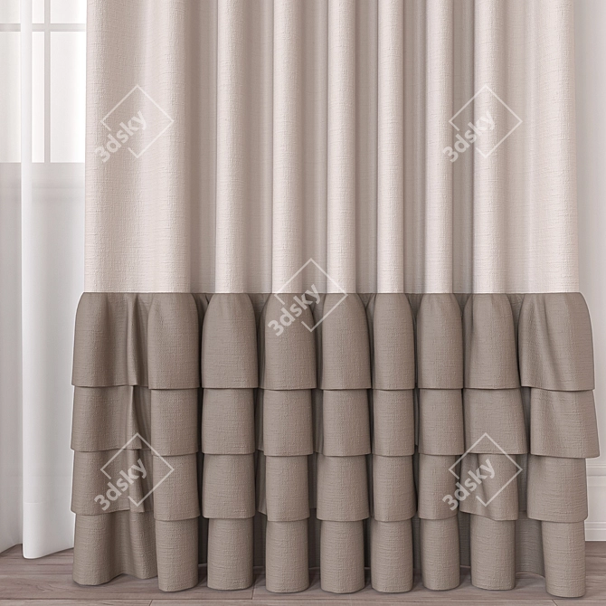 Modern Curtain Model FBX OBJ 3D model image 2