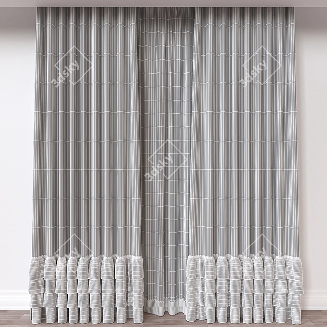 Modern Curtain Model FBX OBJ 3D model image 4
