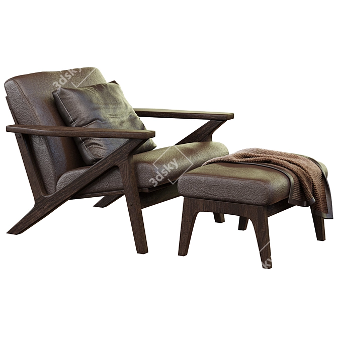 Baxston Chair and Ottoman Set 3D model image 2