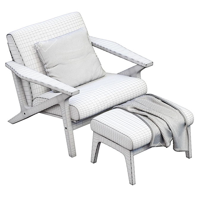 Baxston Chair and Ottoman Set 3D model image 4