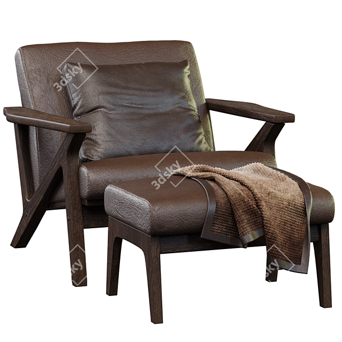 Baxston Chair and Ottoman Set 3D model image 6