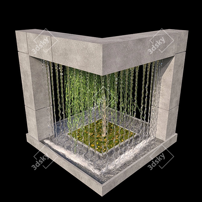Serene Outdoor Waterfall Feature 3D model image 2
