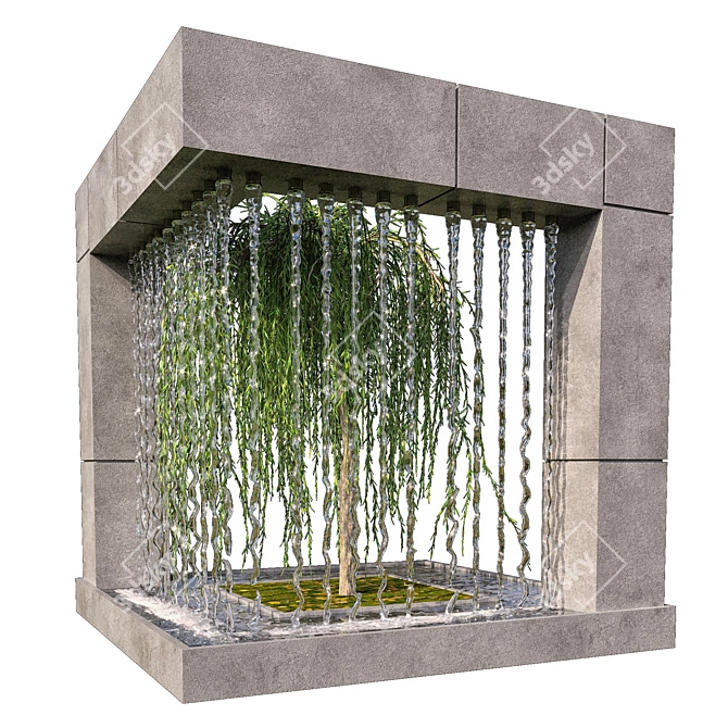 Serene Outdoor Waterfall Feature 3D model image 3