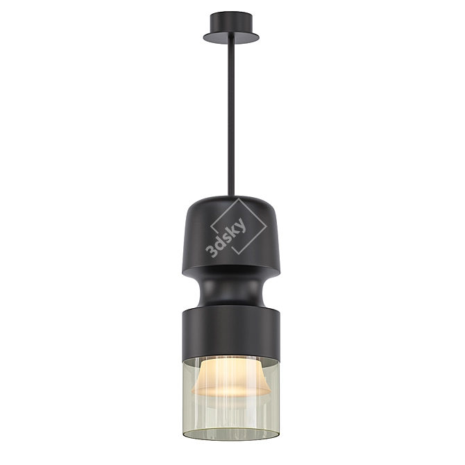Handcrafted Glass Pendant Light 3D model image 1