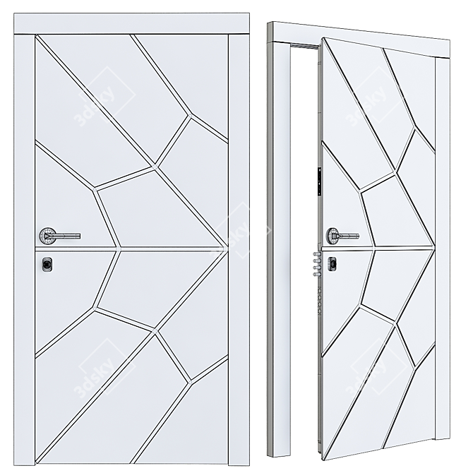 Contemporary Door | 1100x106.53x2109mm | 24,726 Polys 3D model image 2
