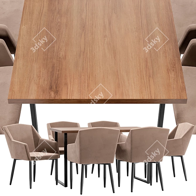 Luxury Dining Chair and Table 3D model image 2