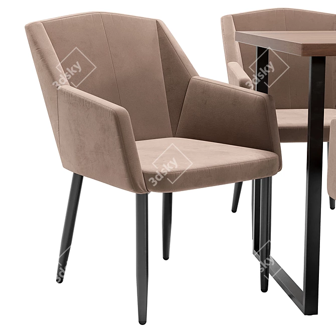 Luxury Dining Chair and Table 3D model image 4