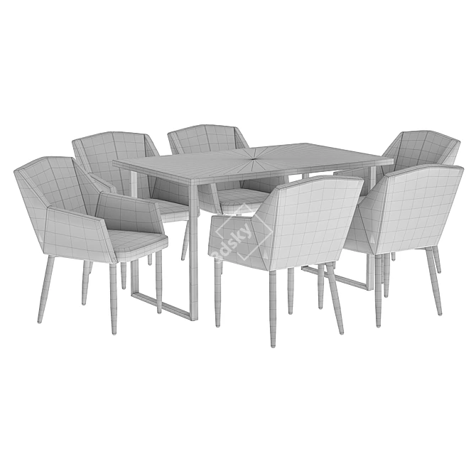 Luxury Dining Chair and Table 3D model image 6
