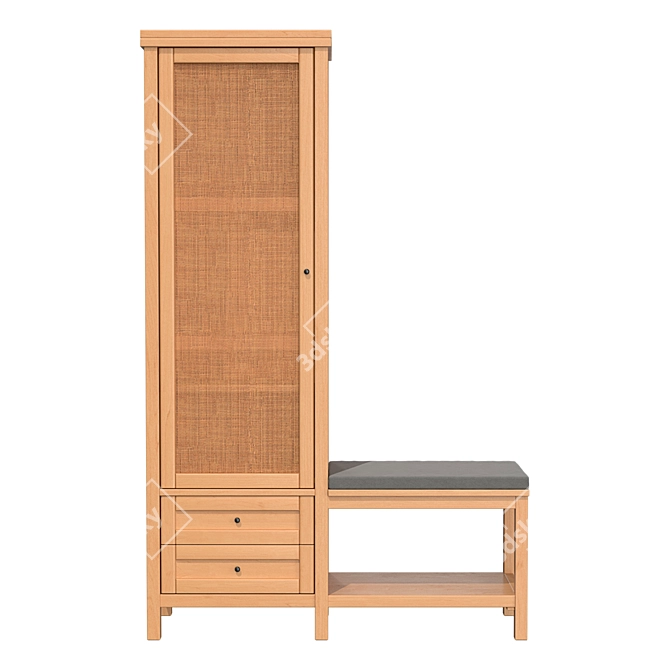 Scandinavian Vintage Entryway Bench 3D model image 1