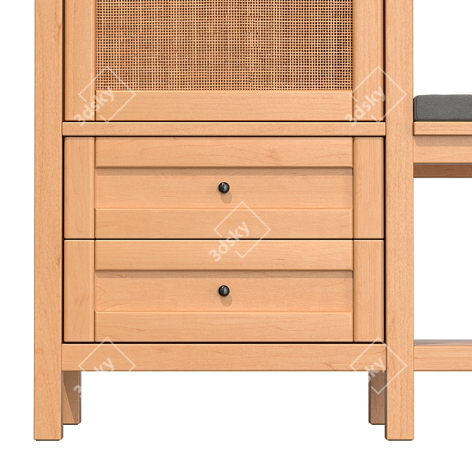 Scandinavian Vintage Entryway Bench 3D model image 3