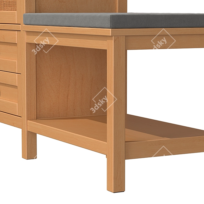 Scandinavian Vintage Entryway Bench 3D model image 5