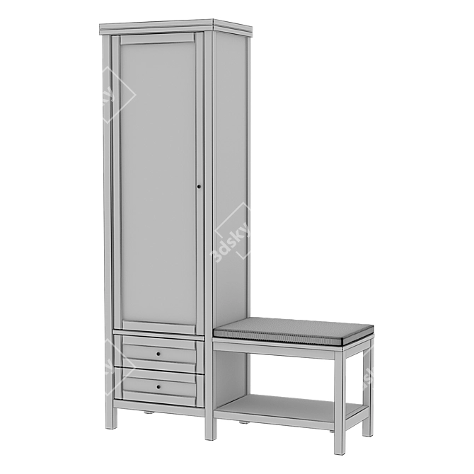Scandinavian Vintage Entryway Bench 3D model image 6