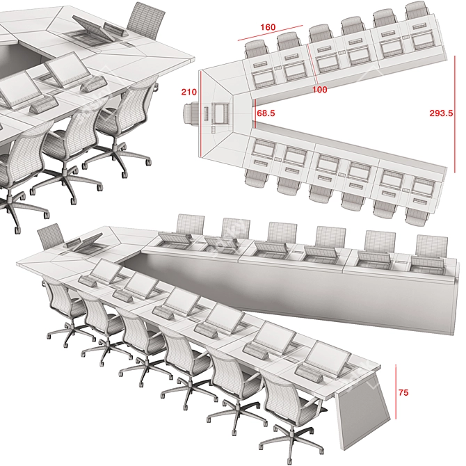 Modern Conference Set with 3D Design 3D model image 7