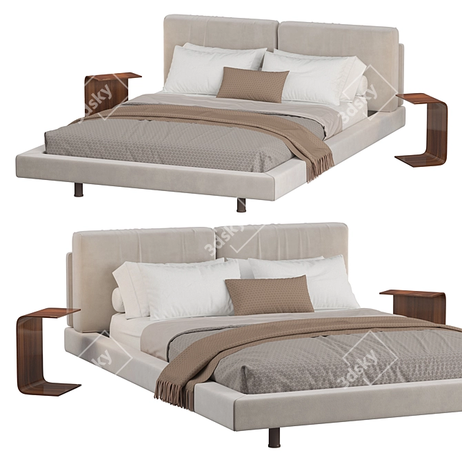 Modern Queen Size Dresden Bed 3D model image 1