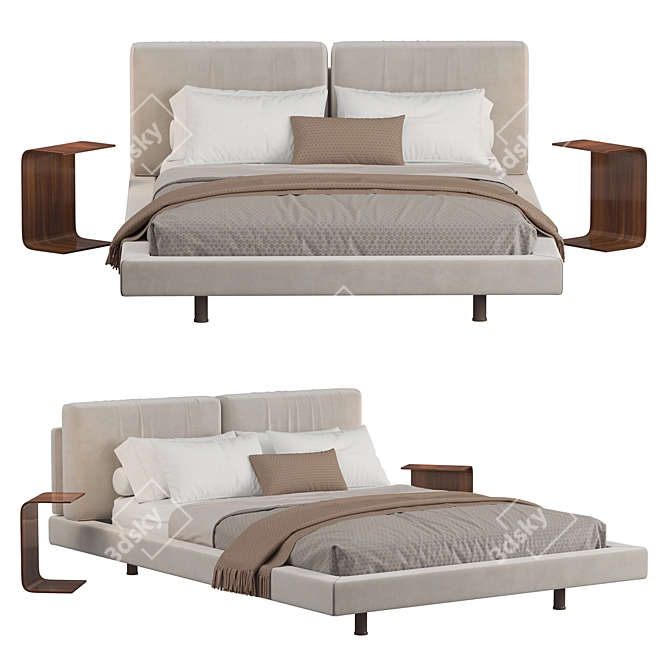 Modern Queen Size Dresden Bed 3D model image 2