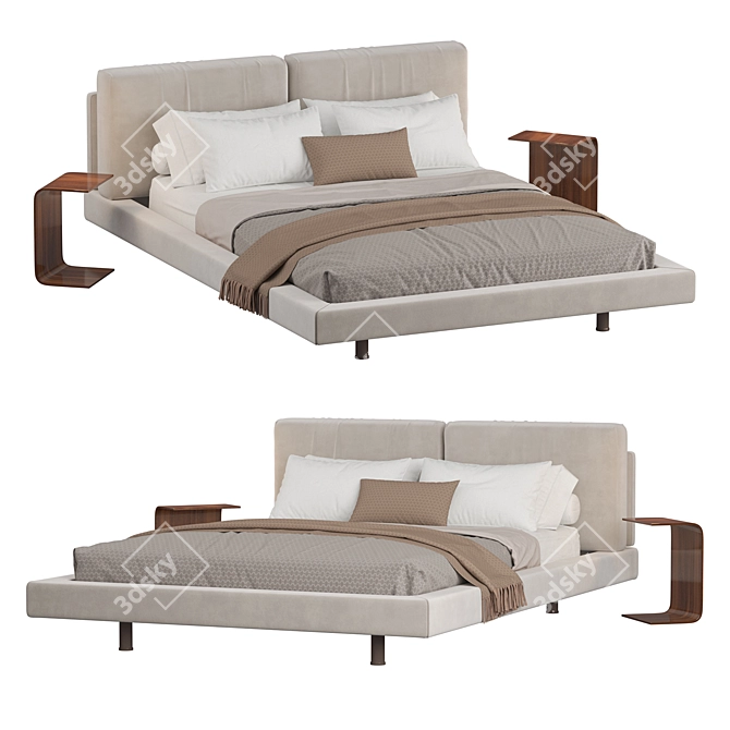 Modern Queen Size Dresden Bed 3D model image 3