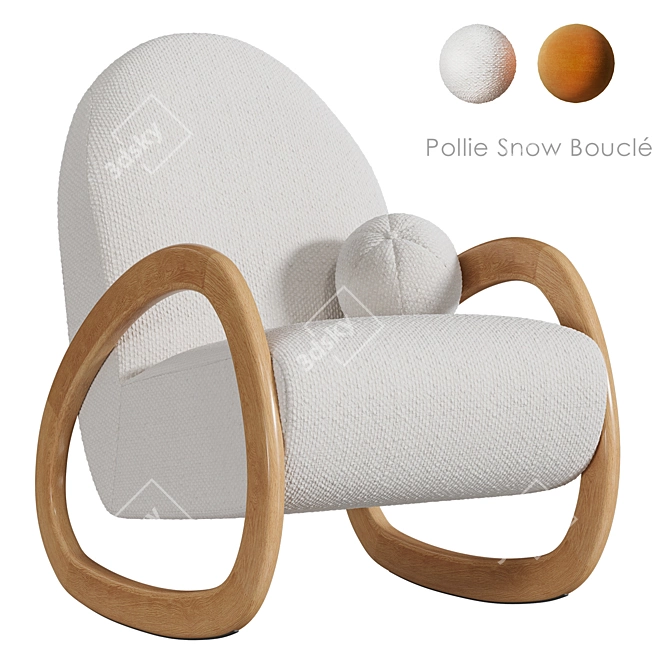 Snow Bouclé Rocking Chair 4956 Polygons 3D model image 7