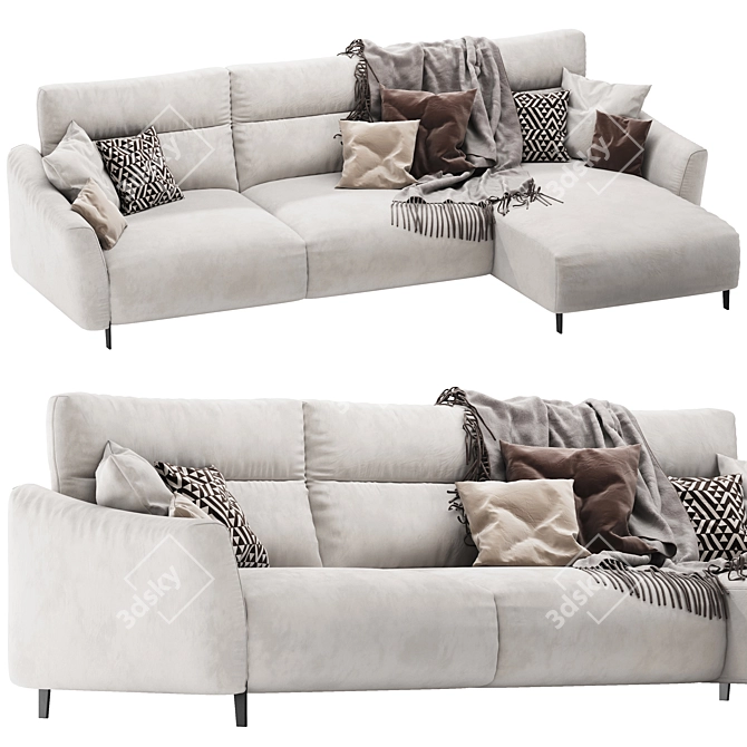 Modern Madrid Corner Sofa Set 3D model image 2