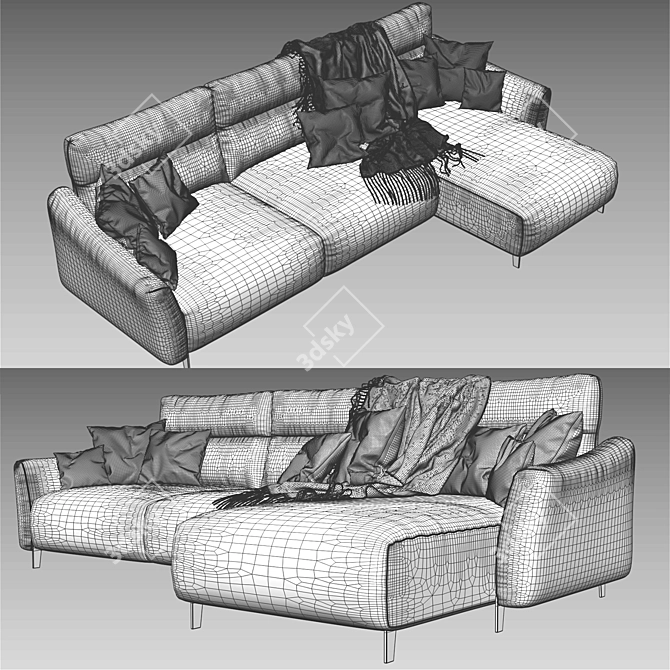 Modern Madrid Corner Sofa Set 3D model image 5
