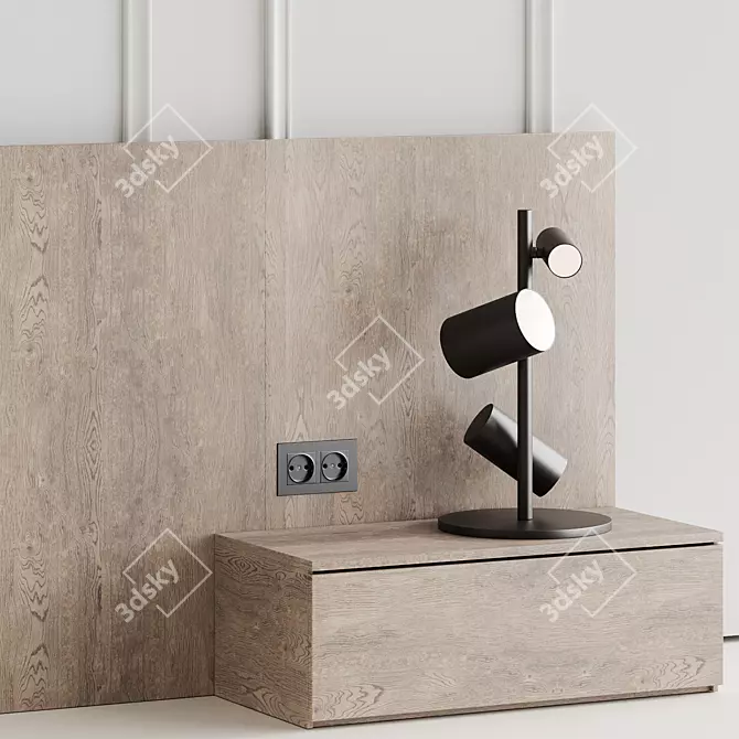 008 Wooden Headboard Set 3D model image 6