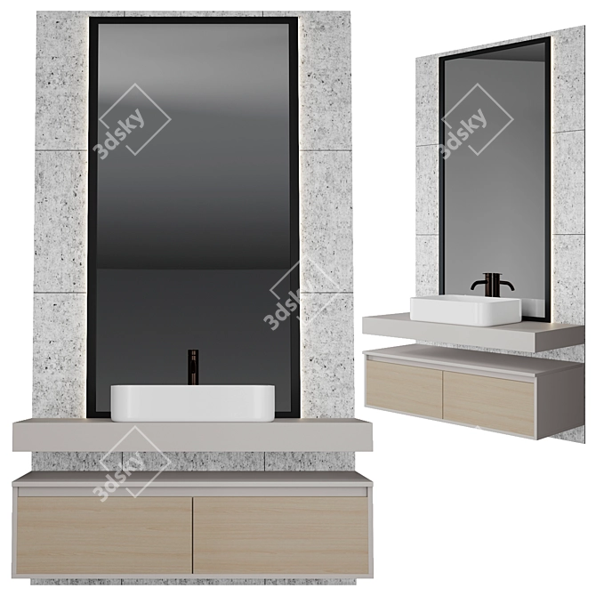 Modern Compact Bathroom Set 3D model image 1