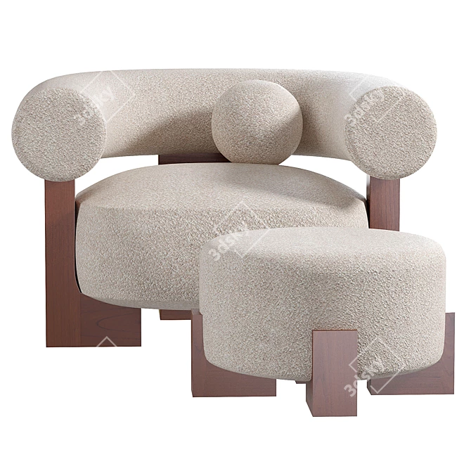 Modern Cassete Armchair 3D Model 3D model image 2