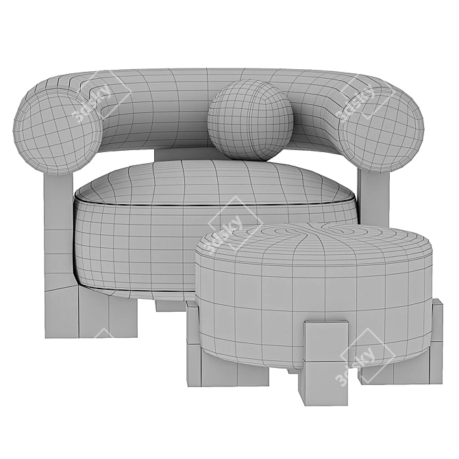 Modern Cassete Armchair 3D Model 3D model image 4