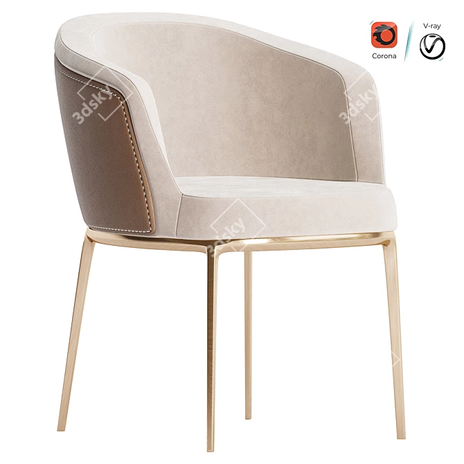 Sleek Modern Dining Chair Set 3D model image 1