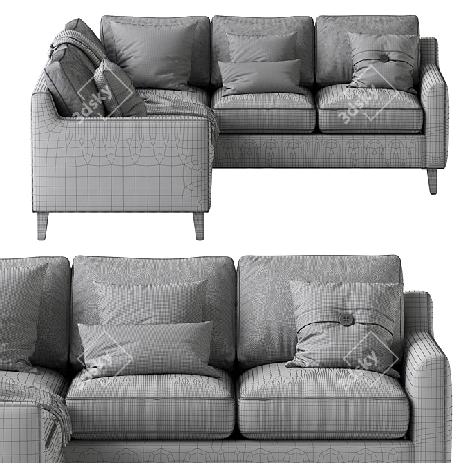 Elegant Beverly L Sectional Sofa 3D model image 7