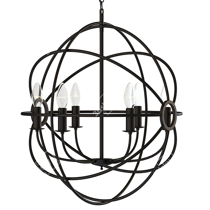 Orbit Black Metal Chandelier 3D model image 1