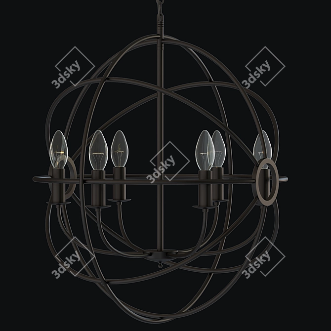 Orbit Black Metal Chandelier 3D model image 2
