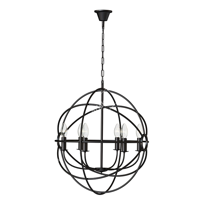 Orbit Black Metal Chandelier 3D model image 3