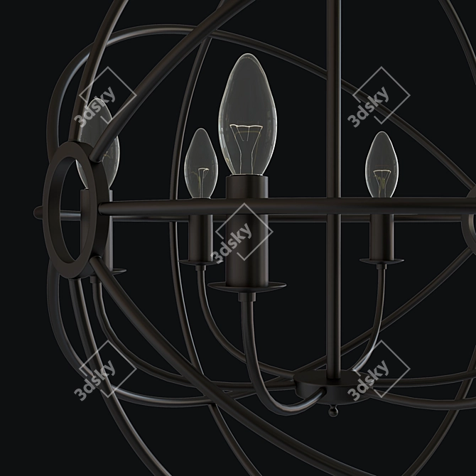 Orbit Black Metal Chandelier 3D model image 5