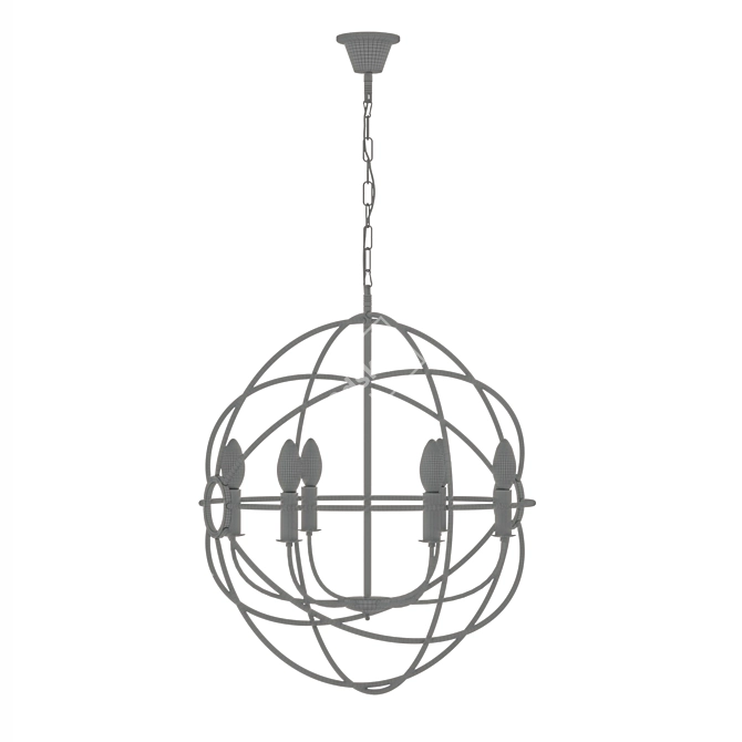 Orbit Black Metal Chandelier 3D model image 6