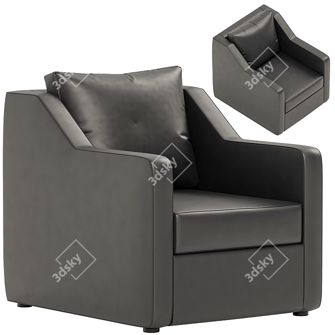 Sleek Leather Swivel Armchair 3D model image 1