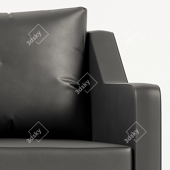 Sleek Leather Swivel Armchair 3D model image 2