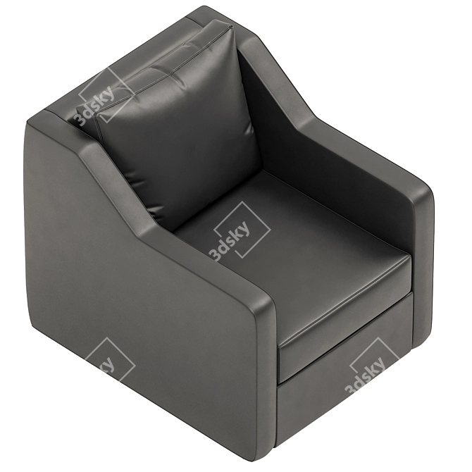 Sleek Leather Swivel Armchair 3D model image 3