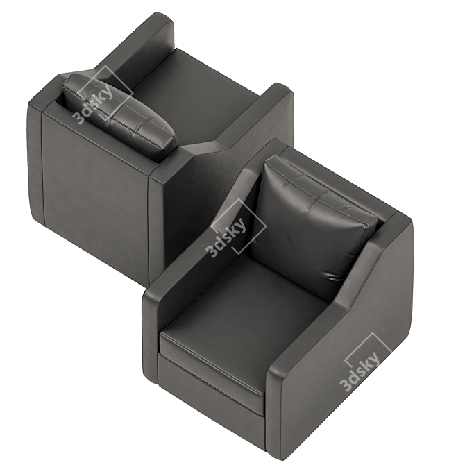 Sleek Leather Swivel Armchair 3D model image 4