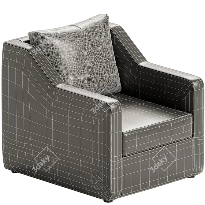 Sleek Leather Swivel Armchair 3D model image 5