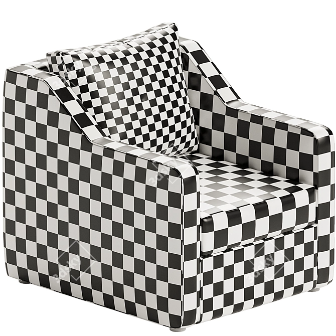 Sleek Leather Swivel Armchair 3D model image 6